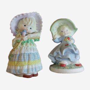 Vtg. Megan & Friends By Heartline,  2 Porcelain Whimsical Girls Figurines Kitsch